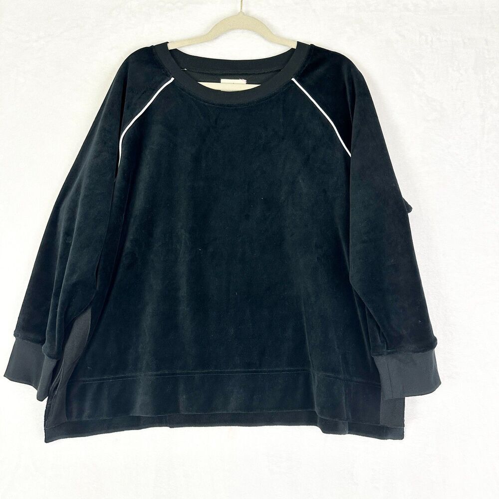 Tuckernuck Maggie Velour Pullover Sweatshirt Size XXL Black Sport Athleisure